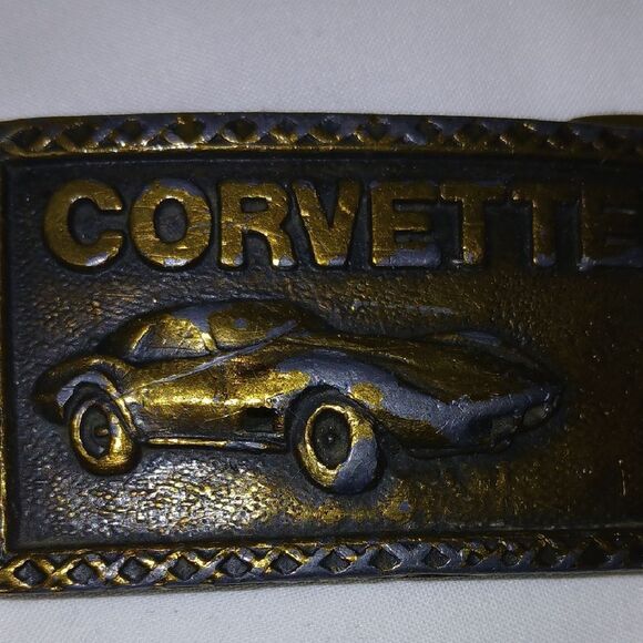 Vntg Corvette Bronze Belt Buckle - Picture 2 of 5